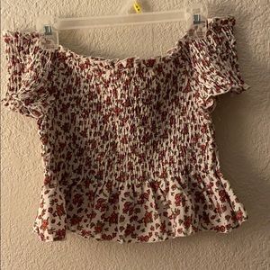 floral off the shoulder crop top